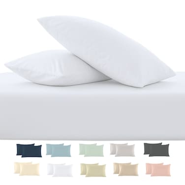 Cloud Scape Linen 600 Thread Count Egyptian Cotton 2 Pillow Cases Set 50x75 cm( Standard, White)