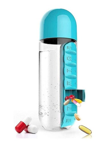 Box Kettle Creative Seven-Day Portable Kettle Pill Box Two In One Convenient Plastic Water Bottle Outdoor Travel Clear