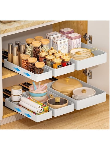 Lomeshow 3 Pack Pull Out Cabinet Organizer,Kitchen Drawer Organizer,Slide Out Drawers for Kitchen Cabinets,Bathroom Cabinet Organizer,Pantry Organizers and Storage Roll Out Drawers