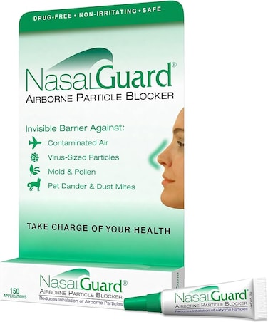 NASALGUARD Allergy Relief and Allergen Blocker Nasal Gel - Drug-Free and Proven Safe for Pollen Allergy Sufferers, Approved for Airplane Travel - Over 150 Applications Per Tube