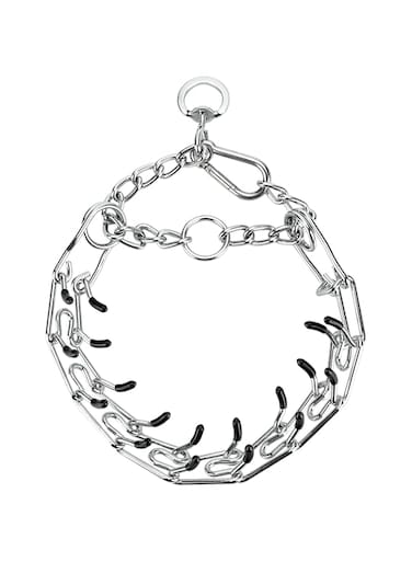 DEYACE Dog Prong Collar, Adjustable Stainless Steel Chain Pinch Collar with Quick Release Carabiner, Packed with Extra Rubber Tips and Links (Silver, XL, 14.5-21.5 inches)