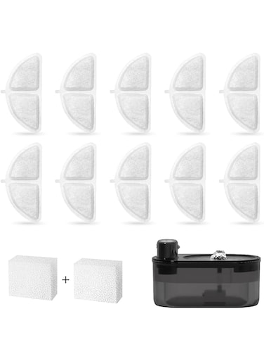 subteenmate Wireless Cat Water Fountain 10 Filters &amp; 2 Pre-Filter Sponges for 3L/101oz Cat Fountain