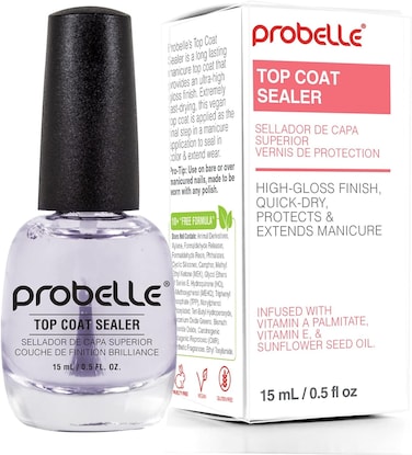 بروبيل سدادة طلاء علوية، تدوم طويلا مع لمسة نهائية رطبة، 15 مل، تعزز لون الأظافر ولمعانها