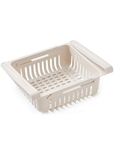 Dubai Gallery Retractable Fridge Organizer Pull Out Drawer Beige 20X16X8Cm