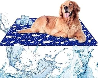 Pet Zzz 90x60cm Dog Cooling Mat, Large Pet Cooling Mat,Non-Toxic Gel Self Cooling Pad,Tear and Moisture Resistant Ice Cooling Pad for Dogs and Cats (Manual water filling)