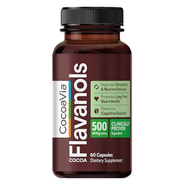 Cocoavia Cardio Health Supplement, 30 Day, 500Mg Cocoa Flavanols, Support Heart Health, Boost Nitric Oxide, Blood Circulation, Energy, Vegan, Dark Chocolate, 60 Capsules