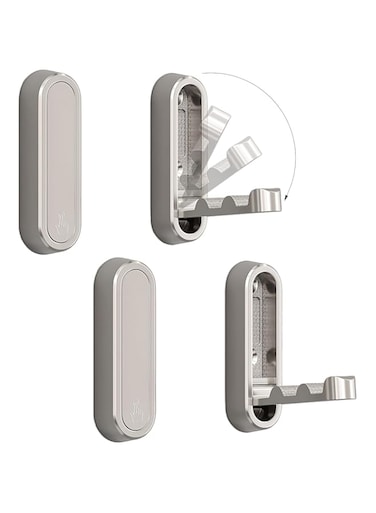 XSGTZMJ 4PCS Foldable Invisible Hook Zinc Alloy Bathroom Wall Hook Retractable for Closet Scarf Hat Robe Key Purse Bag Folding Hooks Minimalist Style (Silver)