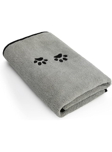 Wipela 1Pieces Microfiber Pet Bath Towel Dog Towel.Dog Towel Soft Absorbent Drying for Small Medium Large Dogs and Cats with Great for Bathing and Grooming (27.5 x 55 Inch Grey)