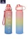 1000ml Motivational Sports Water Bottle with Time Markers, One-Touch Lid, Fruit &amp; Ice Infuser and Carry Handle String - BPA-Free Tritan, Leak-Proof Lid, Eco- Friendly, Plastic, Reusable, Drink Reminder Water Bottle for School, Office, Daily Hydration, Gym, Fitness, Outdoor, Sports and Travel, 32oz Bottle