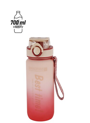 700ml Water Bottle RF12158 with Volume Tracker, Motivational Bottles with Flip Lid, PP Sipper and Straw Perfect for School, Office and Gym Leak-Proof and Food-Grade and Elegant Design Multicolor