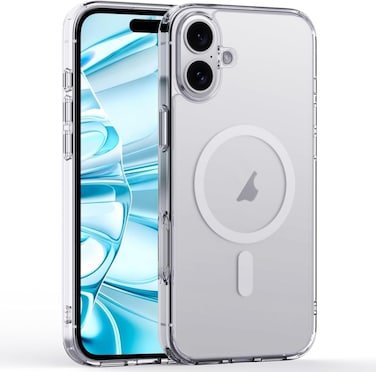 Muzz Ultra Clear Magnetic Military Grade Drop Protection Case Cover for IPhone 16 Plus, Magnetic Charging (IPhone 16 Plus)