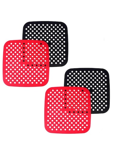 Duomama Silicone Air Fryer Liners - 4 Pack Reusable Mats for Anti-Skid Cooking, Food-Grade Accessories (21 cm/8.5inch), Easy Clean-Up, Enhanced Cooking Experience