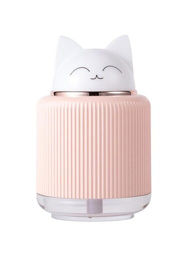 Rayyan Mini Portable Ultrasonic Cat Humidifier, Cute Cool Mist Small Air Humidifier with USB, for Bedroom Baby Car Desk, for Home Office Travel Nursery Pet Plant. Auto Humidity, Cool Light+ Warm Light