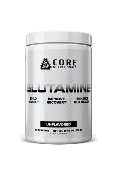 Core Nutritionals Glutamine Powder, 100% Pure L-Glutamine, Supports Muscle Recovery, Immune &amp; Gut Health, Post-Workout Recovery Aid - 300g