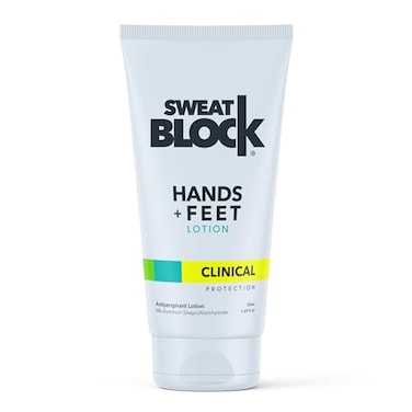 Sweatblock Antiperspirant Lotion For Hands &amp; Feet - Clinical Strength For Men &amp; Women - Hyperhidrosis Aid To Stop Excessive Sweating - Reduces Foot Odor - Moisturizing W/Aloe - Travel Size 1.69 Fl Oz