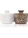 Marblous Krafts stylish marble salt and pepper cellar white and grey oceanic 3.5 oz salt cellar, salt container and tea storage box 3" X 3" salt holder with lid (White and Grey Oceanic)