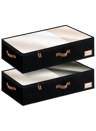 Pack Ultra-thick Large Under Bed Storage Containers with Handles and Label Holder, Closet Organizer for Clothes, Blankets, Sweater