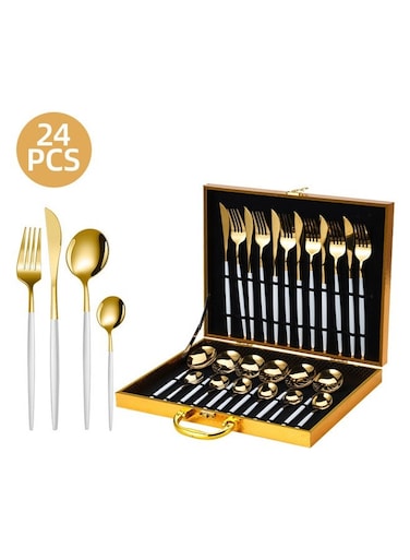 24pcs Flatware Set Food-Grade Stainless Steel Tableware Cutlery Set Mirror Finished Utensil Sets for Home Restaurant