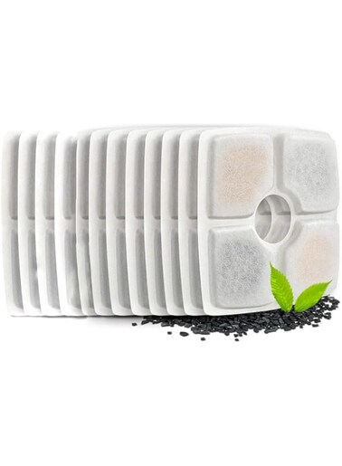 X spring Cat Water Fountain Replacement Filters, 12pcs Triple Filtration System Replacement Cotton Activated Carbon Cat Water Fountain Filters, Pet Fountain Replacement Filter Cartridge