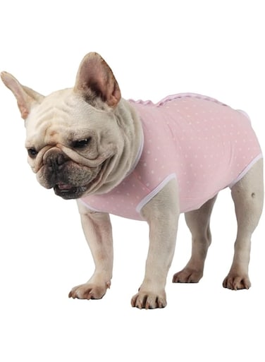 Dog Diapers Sanitary Panties Doggy Period Onesie Bodysuits Pet Recovery Suit After Surgery Wear Dots (L, Pink)