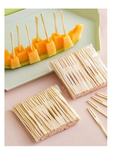 Ramadan Disposable Wooden Fruit Picks with Clear Tops ideal for homemade desserts and small fruit platters
