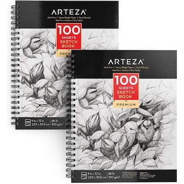 Spiral Sketchbook, 9 x 12 inch, (68lb/100gsm), 100 sheets, 1 pack