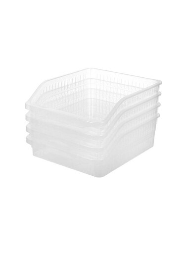 East 4-Pack Clear Pp Fridge Storage Bins &acirc;&euro;&ldquo; Large Size, Multi-Purpose Organizer For Refrigerator, Pantry &amp; Kitchen 30 X 26 X 9.5Cm