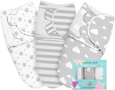 Nj 3-Pack Baby Swaddle Wrap Sleep Sacks, Newborn Swaddle Blanket Wrap, Breathable and Skin-Friendly Cotton, Baby Swaddle 0-3 Months, Baby Sleep Sack, Baby Swaddle Blanket Wrap, Unisex