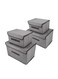 Pack Of 4 Foldable Storage Box With Lid Grey 36x23x24cm