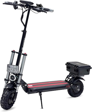 Crony V18 Electric Scooter With 1500Wx2 Dual Motor, 50-60Km/H Speed, 120Kg Max Load, Front/Rear Suspension, Rear Luggage Box, LED Headlamp, LCD Display, Bluetooth Speaker, Phone Holder, Red