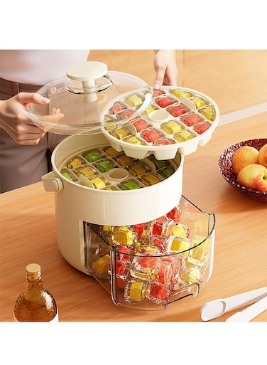 Cube Mold, Ice Mold Ice Maker, Ice-Making Container, Ice Cube Tray Double-Layer 40 Compartments And Ice Storage Box, Household Food-Grade Ice-Making Box With a Cover And Handle