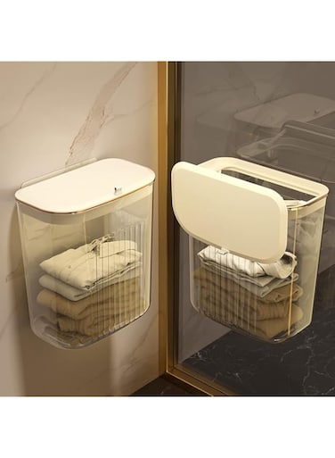 THMINS hanging Laundry,Dirty Clothes Basket,Toilet Room Hanging Dirty Clothes Basket Keep Tidy with Lid