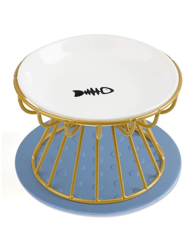 dorakitten cat bowl-raised cat food bowl,elevated cat feeder bowl stand, food &amp; water anti vomiting shallow ceramic cat dish, with non-slip mat pet bowl for all cat, 09W4111RF6NI64UV6