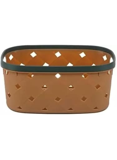 souqoon- Plastic Multifunctional Plastic Storage Baskets Home Kitchen Easy to Use Cutout Handle Storage Basket (Pack of 2)