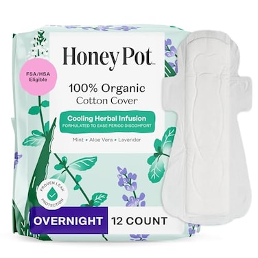 The Honey Pot Company - Herbal-Infused Menstrual Pads With Wings Overnight 12 181136
