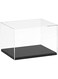LAMSIT IBDAA Clear Acrylic Display Box with Black Wood Base Transparent Showcase for toys, Collectibles Dustproof Protection Store (18L x 15W x 12H cm) (Small)