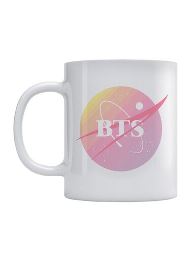 BTS Logo Printed Mug White/Pink/Yellow 350ml