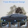 Car Cover Sunscreen UV Protection, Full Exterior Cover with Mirror Pocket/Driver Door Zipper/Warning Strip, Outdoor Vehicle Body Cover Wind/Water/Weatherproof Universal for Van SUV Jeep(525x195x185cm)