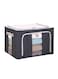1Pc Stackable Storage Box Polka Dots Oxford Cloth Steel Frame Shelf Quilt Clothing Blanket Pillow Shoe Holder Container Organizer See-through Window double zipper Folding - Dark Blue (66L)