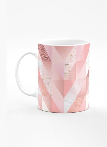 Designer Printed Coffee Mug with Heavy Duty Handle 11oz Ceramic Personalised Gift Mugs Cup [Microwave Safe &amp; Dishwasher Proof] - Marble Pink Vintage