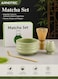 Matcha Whisk Set, Japanese Tea Set Includes Matcha Bowl with Spout, Matcha Whisk and Stand, Bamboo Matcha Spoon - 4 Pieces for Matcha Lovers (Jade Green)