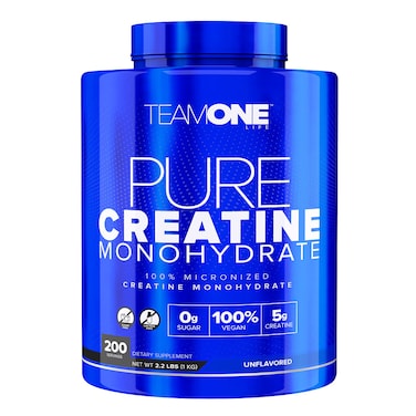 Team One Pure Creatine Monohydrate, Unflavored, 200, Boosts Exercise Power