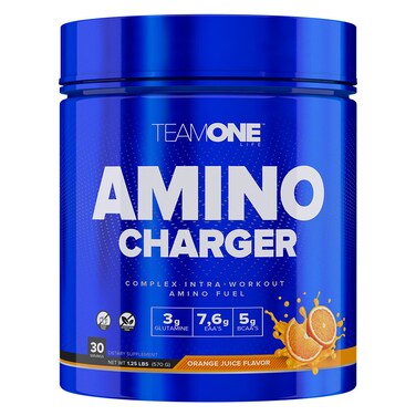 Team One Amino Charger, Orange, 30, Boosts Energy Levels, Aids Muscle Recovery
