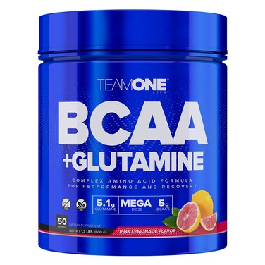Team One Life BCAA + Glutamine, Pink Lemonade, 50, Performance and Recovery