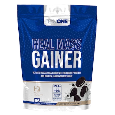 Team One Life Real Mass Gainer, Cookies and Cream, 8 KG