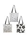 PUNICS 3Pack Black Pattern Canvas Tote Organizer, Eco Friendly Utility Bags For Women, Work, School