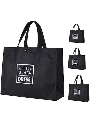 COOLBABY 3PCS Environmentally Friendly Tote Shopping Bag Large Capacity Waterproof Oxford Cloth Grocery Bag Foldable Storage One Shoulder Supermarket Shopping Bag, black, SSZ333, Other