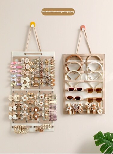 2 PCS Enlarged Hanging Mesh Pockets Wall Shelf Wardrobe Storage Bags Hanging Closet Hanging Organizer Storage Bag forHairpins, Hair Ties, Hair Accessories, Sstorage Bag, Rubber Band, Necklace