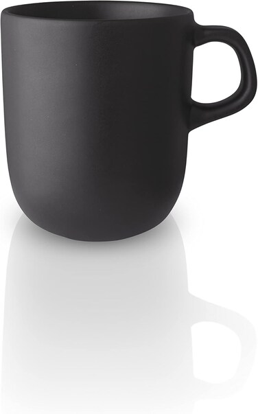 Solo Nordic Kitchen Cup with Saucer 20cl Matte Black Stoneware, Minimalist Scandinavian Design, Dishwasher &amp; Microwave Safe, Ideal for Coffee, Tea, and Espresso Serving (Cup