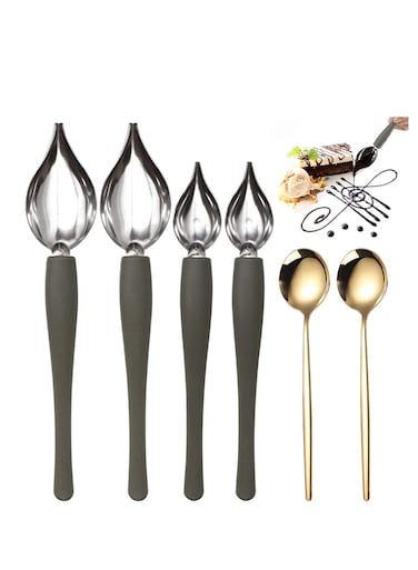 Plated Decorating Spoon Set for Cakes and Plates, Ideal for Drizzling, Drawing, and Artistic Food Presentation